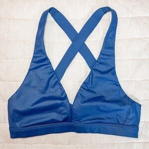 Victoria’s Secret Sport Steel Metallic Blue V Neck Sports Bra Size Small